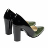 Eleganckie buty damskie 1261 lakierowane zielone+czarne