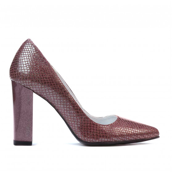 Eleganckie pantofle damskie 1261 pyton bordo