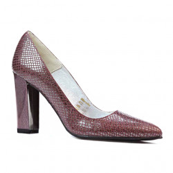 Eleganckie pantofle damskie 1261 pyton bordo