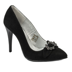 Eleganckie damskie buty 1279 czarne zamszowe