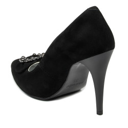 Eleganckie damskie buty 1279 czarne zamszowe