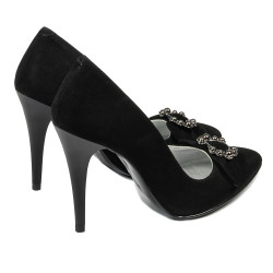 Eleganckie damskie buty 1279 czarne zamszowe