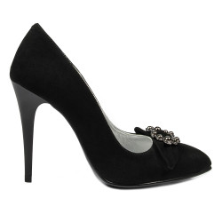 Eleganckie damskie buty 1279 czarne zamszowe