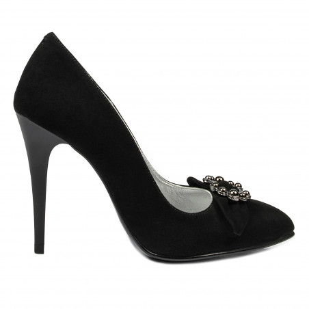Eleganckie damskie buty 1279 czarne zamszowe