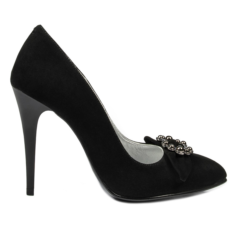 Eleganckie damskie buty 1279 czarne zamszowe