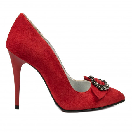 Eleganckie damskie buty 1279 czerwony zamsz