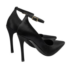 Eleganckie buty damskie 1311 czarny satynowy