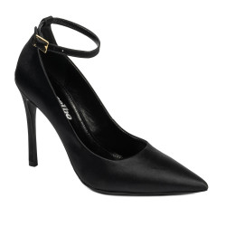 Eleganckie buty damskie 1311 czarny satynowy