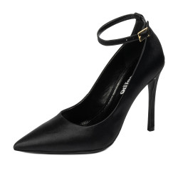 Eleganckie buty damskie 1311 czarny satynowy