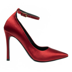 Eleganckie damskie buty 1311 z czerwonego satynu