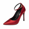 Eleganckie damskie buty 1311 z czerwonego satynu