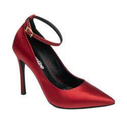 Eleganckie damskie buty 1311 z czerwonego satynu