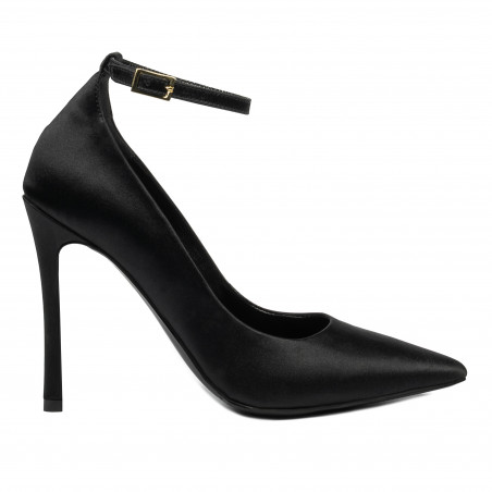 Eleganckie buty damskie 1311 czarny satynowy
