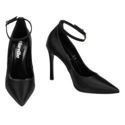 Eleganckie buty damskie 1311 czarny satynowy