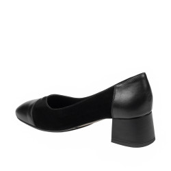 Eleganckie buty damskie 1332 czarny welur łączony
