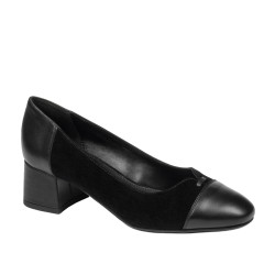 Eleganckie buty damskie 1332 czarny welur łączony