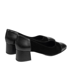 Eleganckie buty damskie 1332 czarny welur łączony