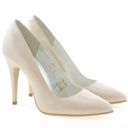 Eleganckie damskie buty 1241 lakierowane perłowy beż
