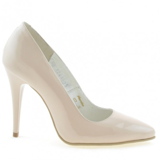 Eleganckie damskie buty 1241 lakierowane perłowy beż