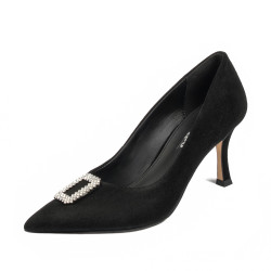 Eleganckie buty damskie 1318 czarny welur