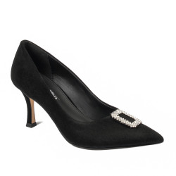 Eleganckie buty damskie 1318 czarny welur