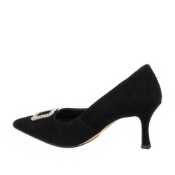 Eleganckie buty damskie 1318 czarny welur