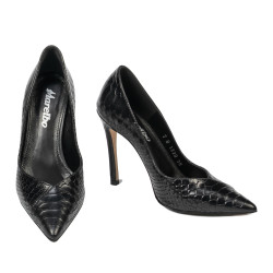 Damskie eleganckie buty 1330 czarny krokodyl