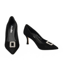 Eleganckie buty damskie 1318 czarny welur