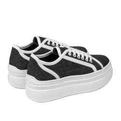 Damskie sneakersy 6089 jeans czarno kombinowany