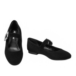 Baleriny damskie 1314 czarny welur