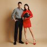Eleganckie damskie buty 1311 z czerwonego satynu lifestyle