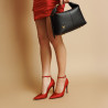 Eleganckie damskie buty 1311 z czerwonego satynu lifestyle