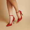 Eleganckie damskie buty 1311 z czerwonego satynu lifestyle