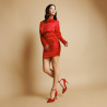 Eleganckie damskie buty 1311 z czerwonego satynu lifestyle