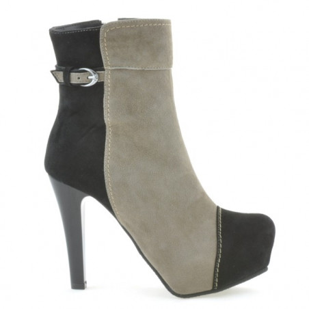 Buty damskie 1148 czarne zamszowe+capuccino