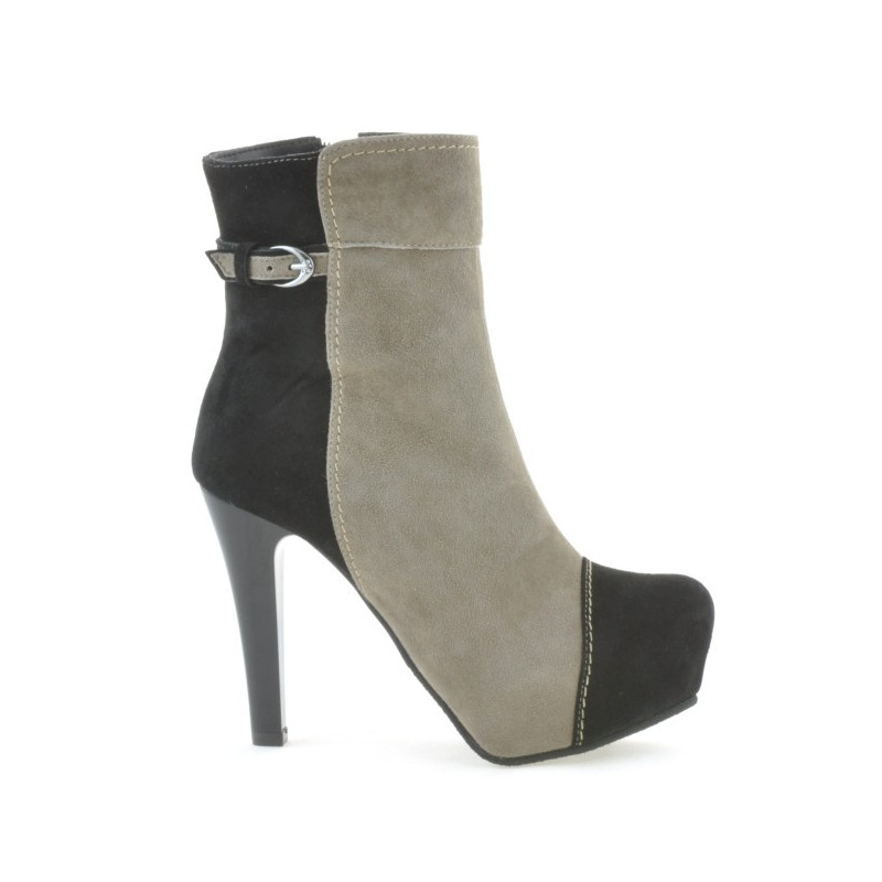 Buty damskie 1148 czarne zamszowe+capuccino
