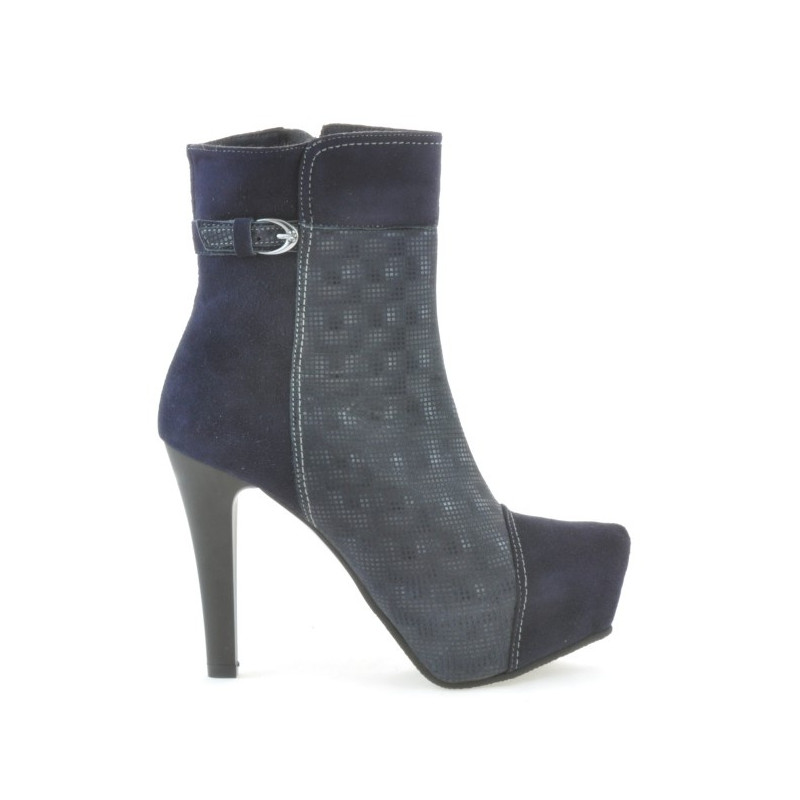 Damskie botki 1148 indigo połączenie zamszu