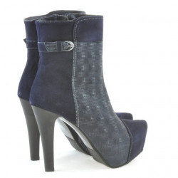 Damskie botki 1148 indigo połączenie zamszu