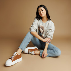 Damskie buty sportowe 6083 brązowe połączone lifestyle