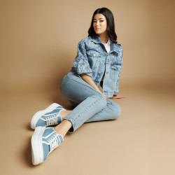 Damskie buty sportowe 6089 jeans niebieski kombinowany lifestyle