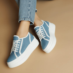 Damskie buty sportowe 6089 jeans niebieski kombinowany lifestyle