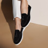 Damskie mokasyny 6082 czarny welur lifestyle
