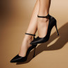 Eleganckie buty damskie 1311 czarny satynowy lifestyle