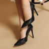 Damskie eleganckie buty 1330 czarny krokodyl