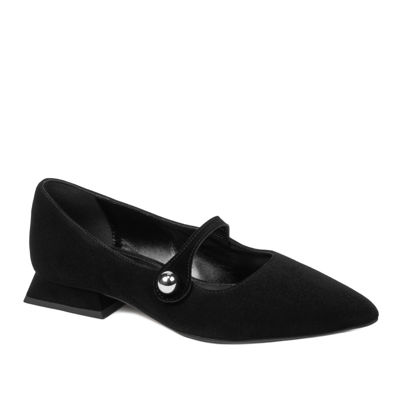Balerinki damskie 1340 czarny welur