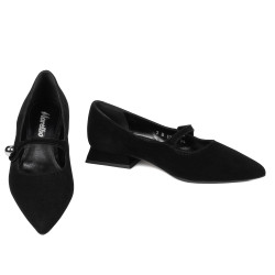 Balerinki damskie 1340 czarny welur