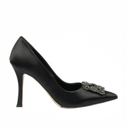 Eleganckie buty damskie 1339 czarny satynowy