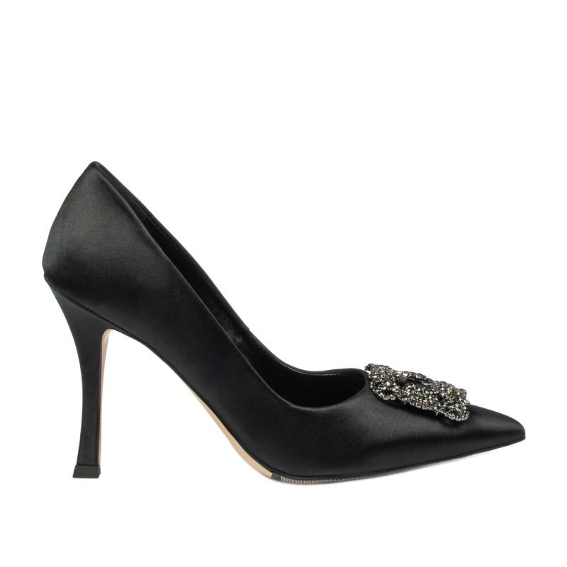 Eleganckie buty damskie 1339 czarny satynowy