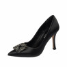 Eleganckie buty damskie 1339 czarny satynowy