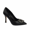 Eleganckie buty damskie 1339 czarny satynowy